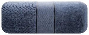 Ręcznik bawełniany 30x50 Jessi granatowy z wytłaczaną krateczką i welurową bordiurą 500g/m2-1