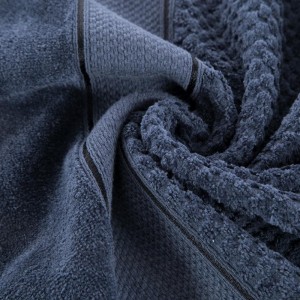 Ręcznik bawełniany 30x50 Jessi granatowy z wytłaczaną krateczką i welurową bordiurą 500g/m2-2