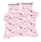 Pościel bawełniana 160x200 Kids 24 różowa gwiazdki