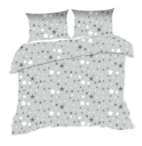 Pościel bawełniana 160x200 Kids 24 szara gwiazdki-1