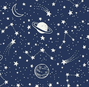 Pościel bawełniana 140x200 Kids 24 granatowa gwiazdozbiór planety-2