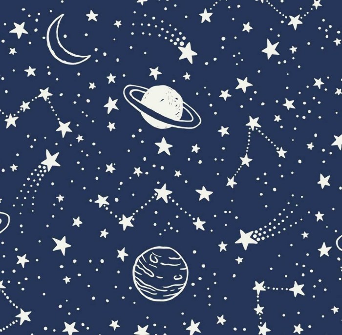 Pościel bawełniana 140x200 Kids 24 granatowa gwiazdozbiór planety-2