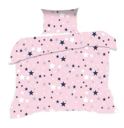 Pościel bawełniana 140x200 Kids 24 różowa gwiazdki