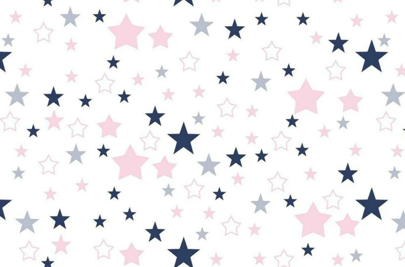 Pościel bawełniana 140x200 Kids 24 biała różowa granatowa gwiazdki-2