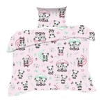 Pościel bawełniana 140x200 Kids 24 różowa kolorowa pandy