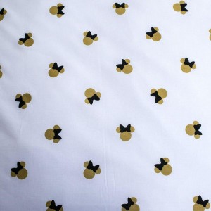 Pościel bawełniana 140x200 biała beżowa Myszka Mini kokardy-5