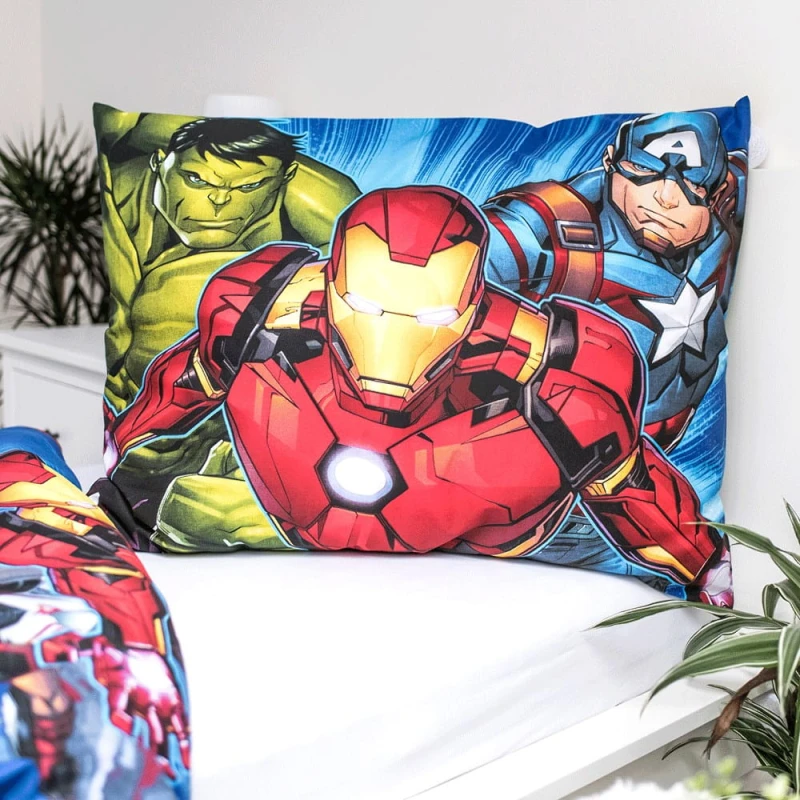 Pościel dla dzieci 140x200 Avengers niebieska bawełniana-4