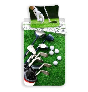 Pościel bawełniana 140x200 zielona golf pole golfowe-1