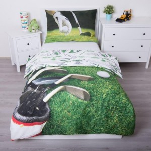 Pościel bawełniana 140x200 zielona golf pole golfowe-2