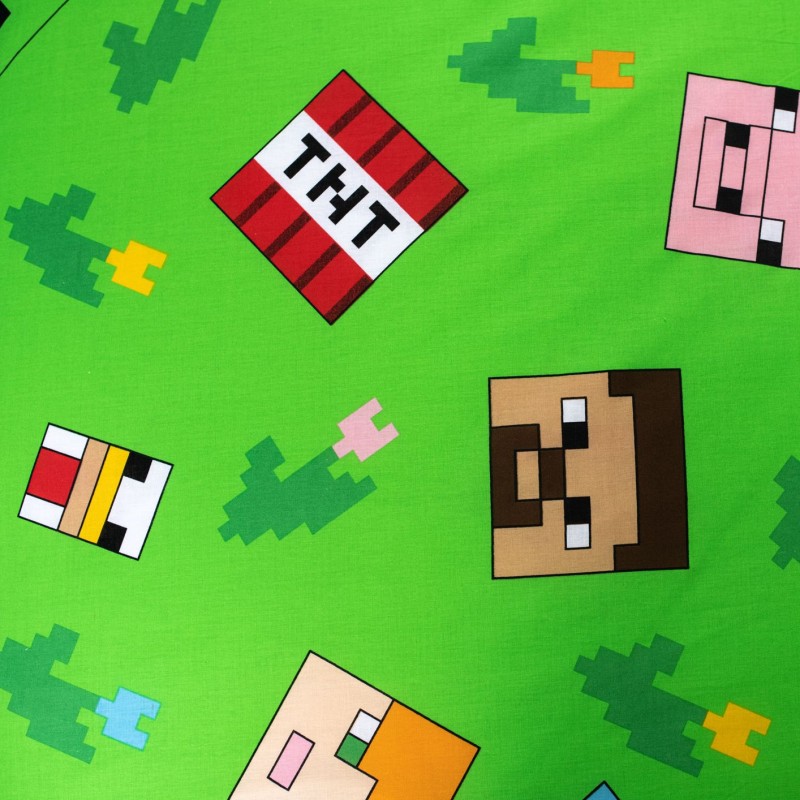 Pościel dla dzieci 140x200 Minecraft zielona niebieska bawełniana-4