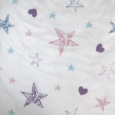 Pościel bawełniana 140x200 biała wrzosowa Lilo i Stitch gwiazdki serduszka-5