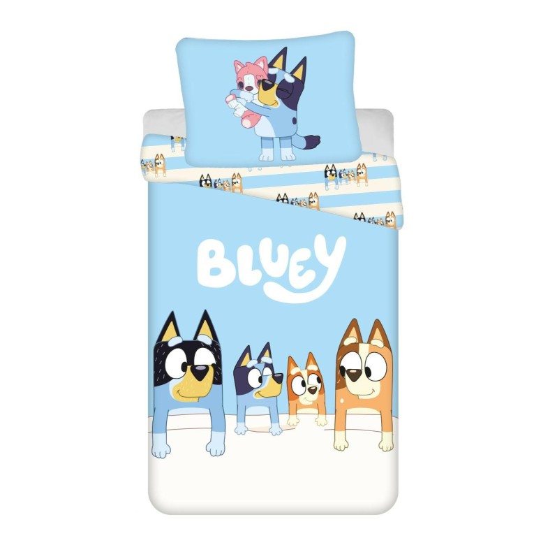 Pościel dla dzieci 140x200 Bluey Pieski niebieska bawełniana-1