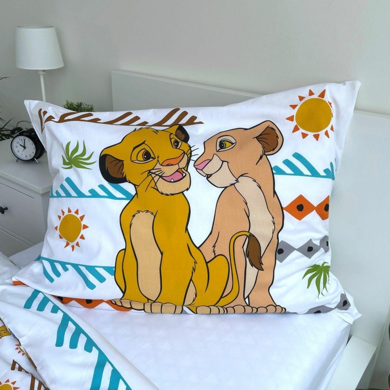 Pościel dla dzieci 140x200 Król lew "Africa" Timon Pumba biała żółta-4