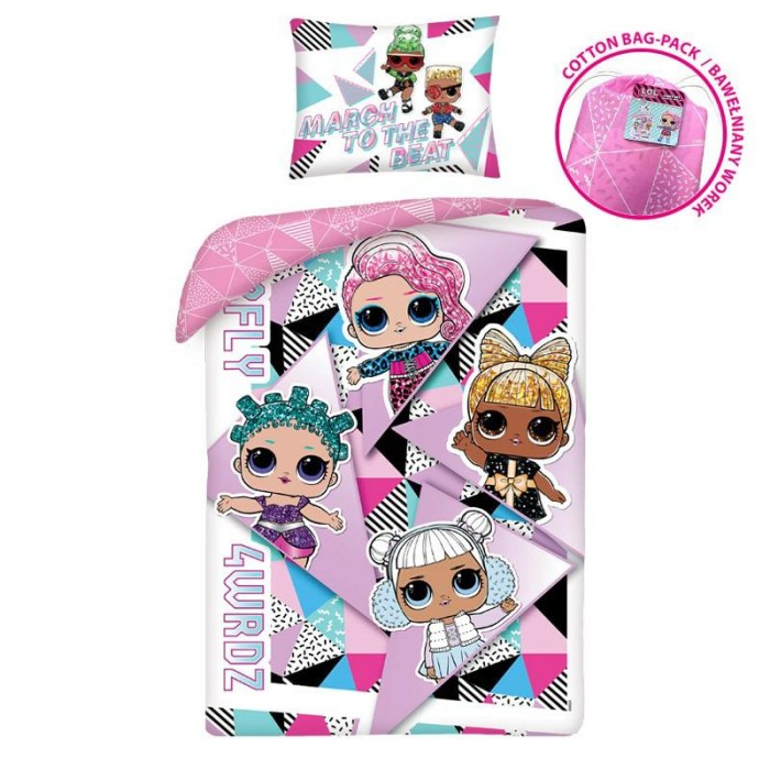 Pościel bawełniana 140x200 LOL różowa dziecięca Kids 9-1