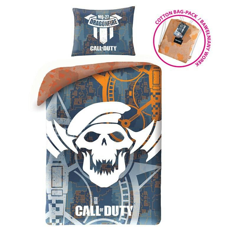 Pościel bawełniana 140x200 Call of Duty szara Kids 12 + worek-1