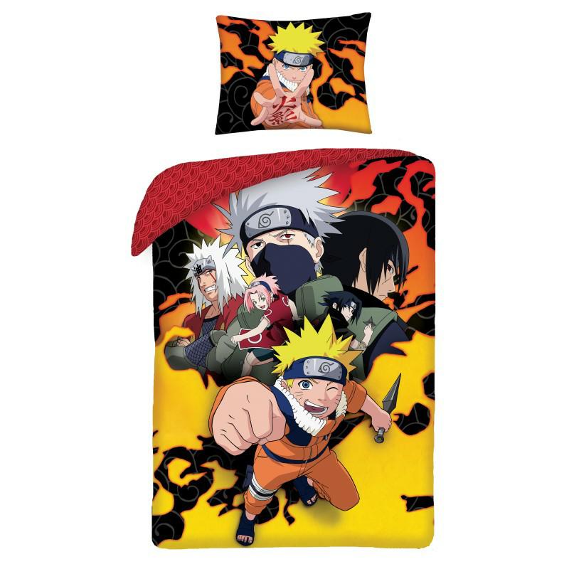 Pościel bawełniana 140x200 Naruto czerwona żółta kids 9-1