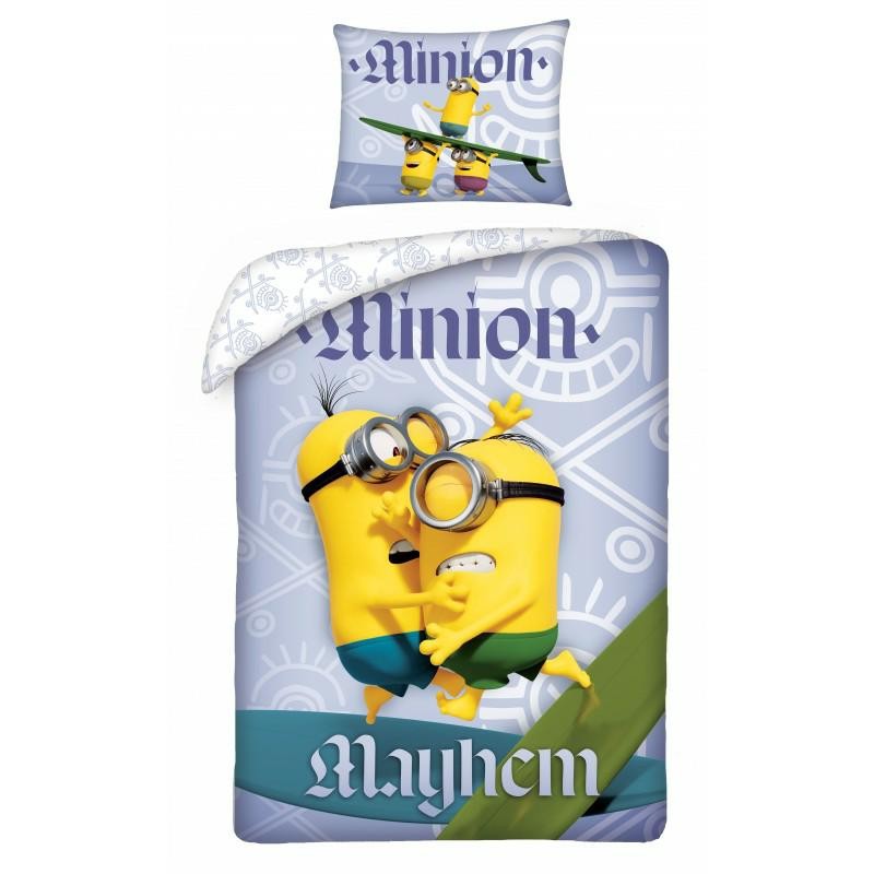 Pościel bawełniana 140x200 Minionki niebieska Kids 12-1