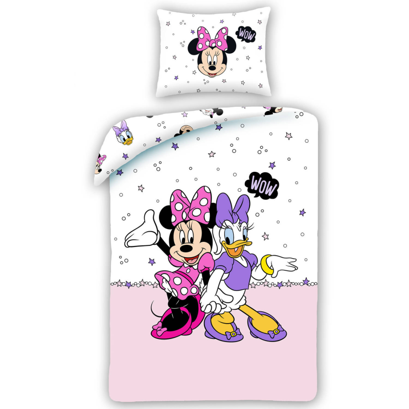 Pościel bawełniana 140x200 biała Myszka Mini i Donald Kids 12-1