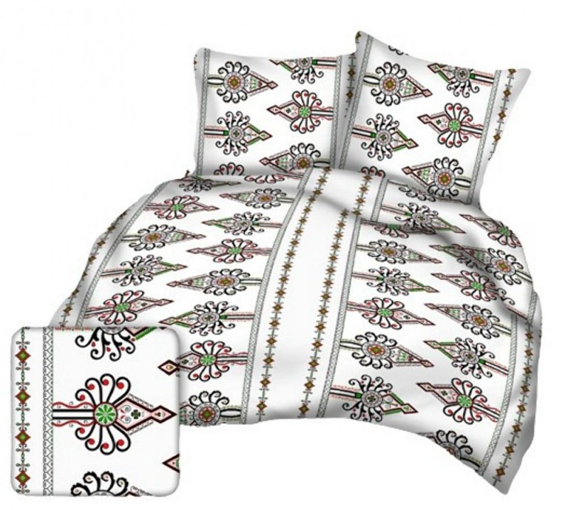 Pościel z kory 200x220 biała kolorowa góralska na guziki-1
