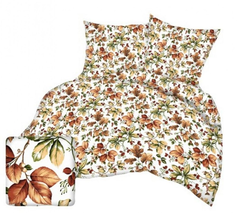 Pościel z kory 200x220 biała ruda liście na guziki-1
