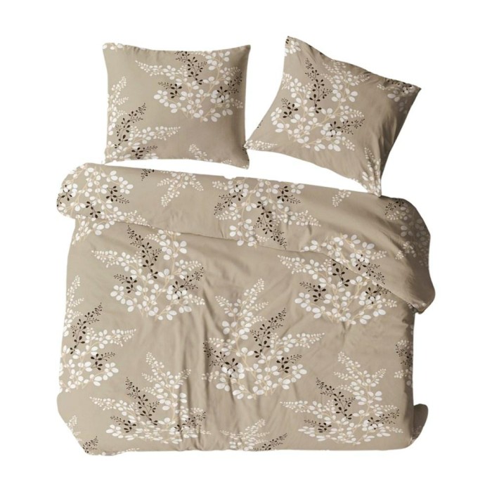 Pościel z kory 160x200 cappuccino gałązki liście na guziki-1