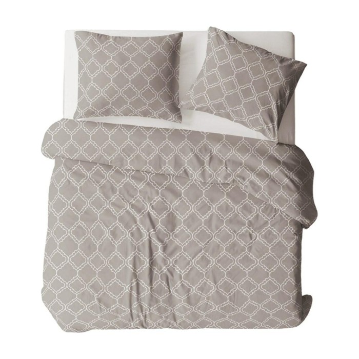 Pościel z kory 160x200 szara biała geometryczna na guziki-1