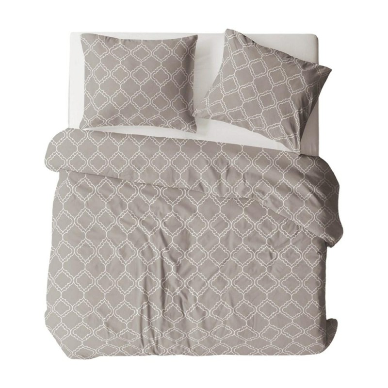 Pościel z kory 160x200 szara biała geometryczna na guziki-1