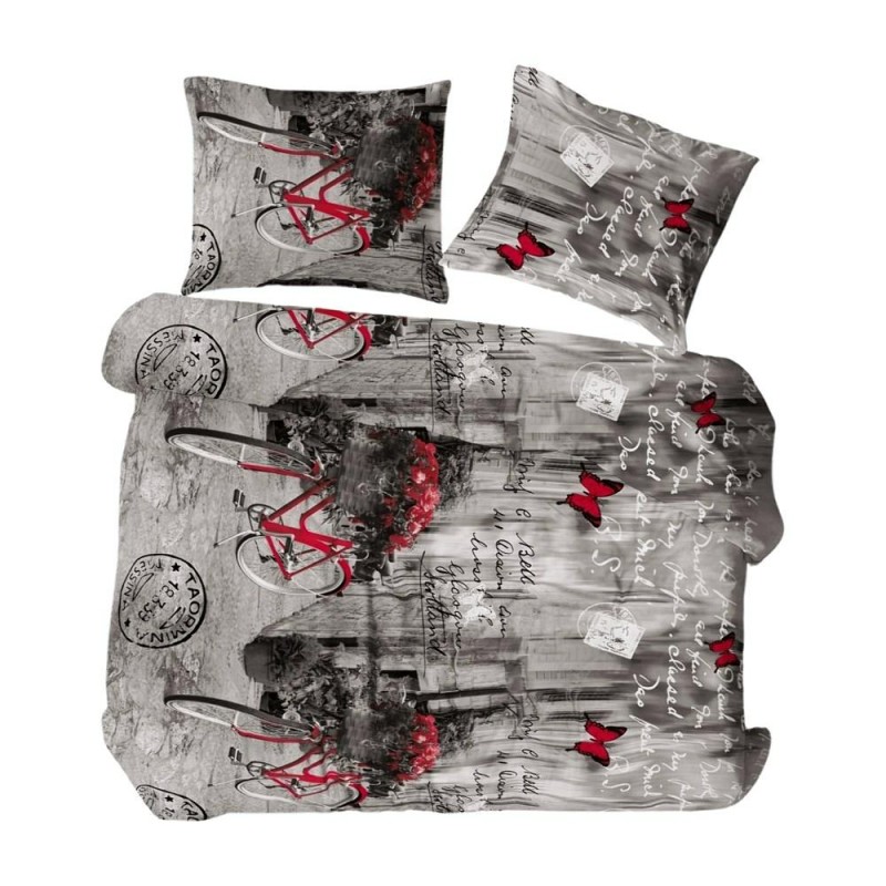 Pościel z kory 160x200 szara grafitowa rower na guziki-1