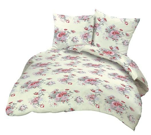 Pościel z kory 160x200 kremowa czerwone różyczki na guziki-2