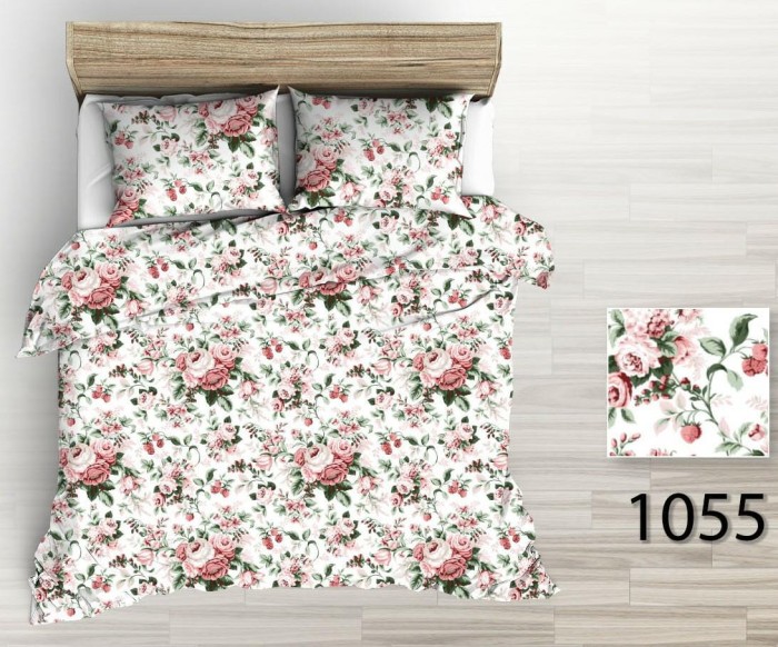 Pościel z kory 160x200 biała bordowa piwonia na guziki-1