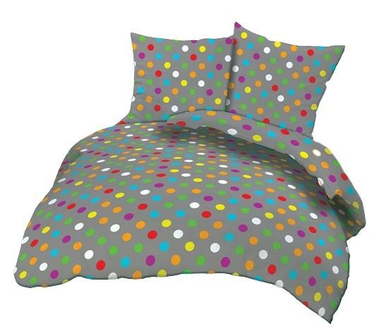 Pościel z kory 180x200 szara kolorowe groszki na guziki-1