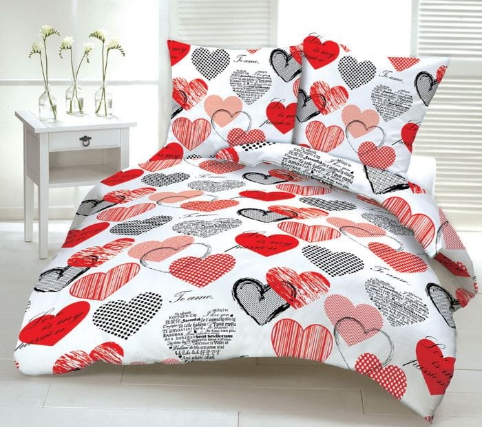 Pościel z kory 160x200 Serca na guziki-1