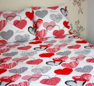 Pościel z kory 160x200 Serca na guziki-2