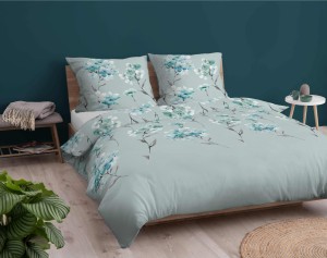 Pościel flanelowa 220x200 miętowa kwiatki Flanela 24-4