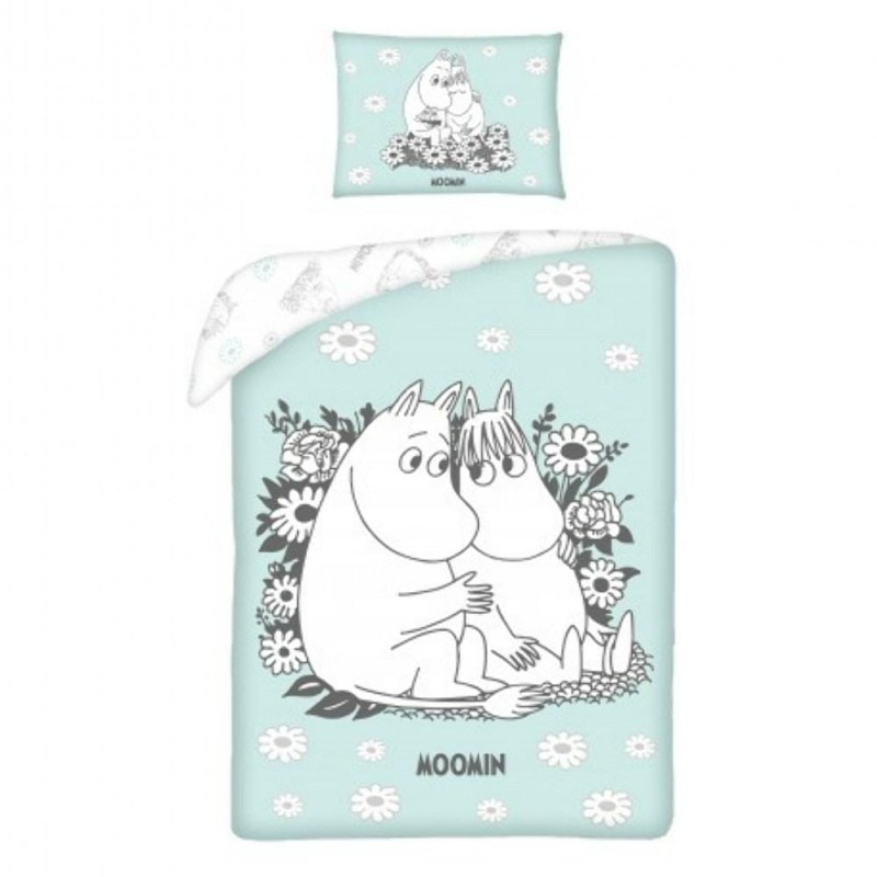 35732Pościel bawełniana 100x135 Muninki miętowa poszewka 40x60 Kids 12 Halantex-1