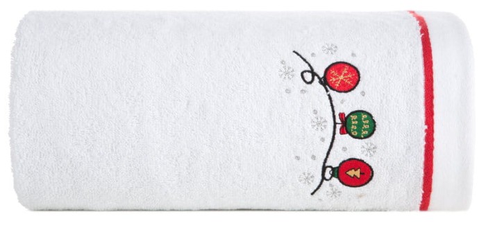 Ręcznik świąteczny Gerda 2 70x140 biały bombki 450 g/m2-1