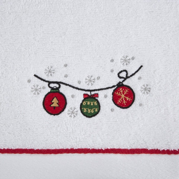 Ręcznik świąteczny Gerda 2 70x140 biały bombki 450 g/m2-2