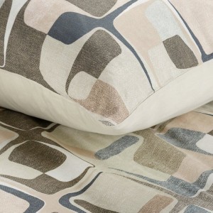 Pościel satynowa 140x200 Spring 36 beżowa geometryczna-5