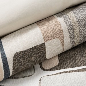 Pościel satynowa 160x200 Spring 36 beżowa geometryczna-3