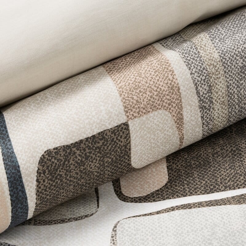 Pościel satynowa 160x200 Spring 36 beżowa geometryczna-3