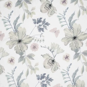 Pościel satynowa 140x200 Spring 37 biała zielona kwiaty-3