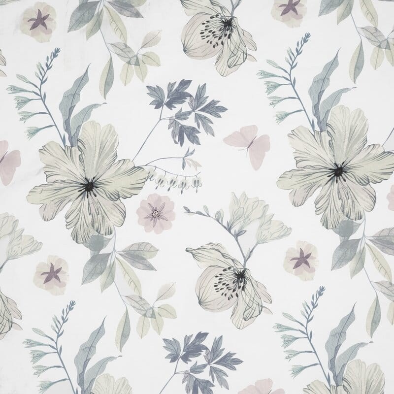 Pościel satynowa 140x200 Spring 37 biała zielona kwiaty-3