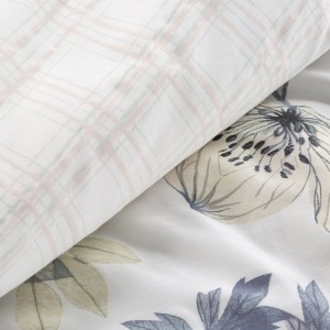 Pościel satynowa 140x200 Spring 37 biała zielona kwiaty-4