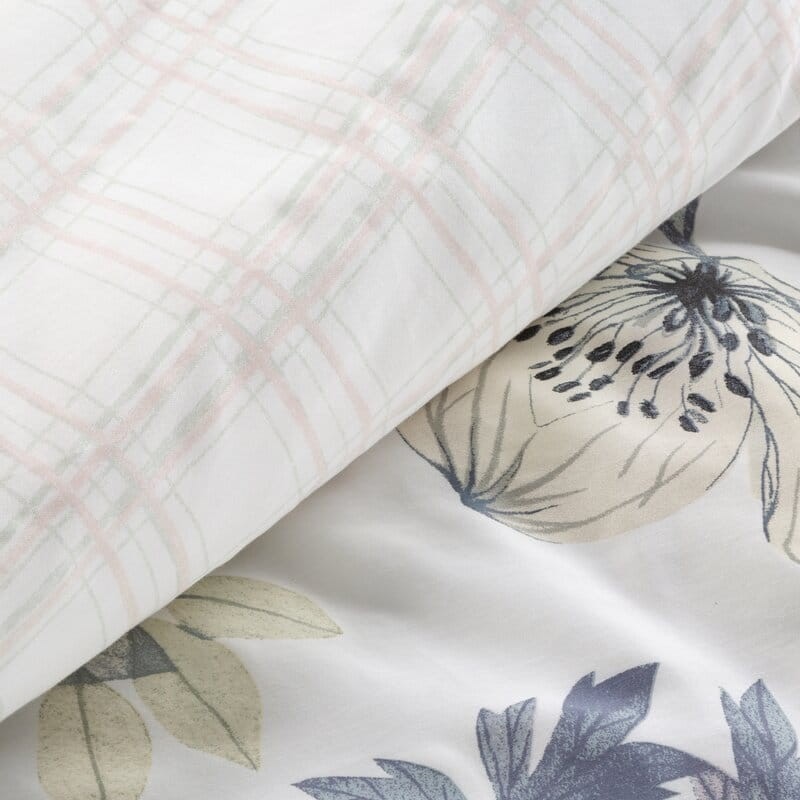 Pościel satynowa 140x200 Spring 37 biała zielona kwiaty-4