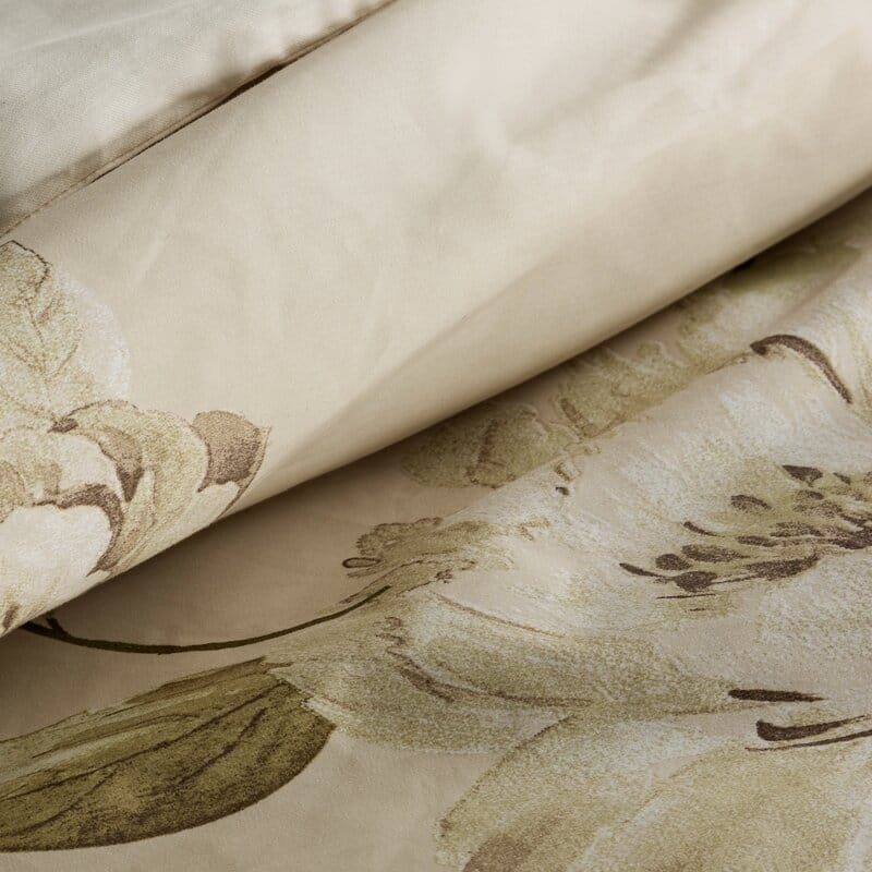 Pościel satynowa 140x200 Spring 38 beżowa kwiaty-4