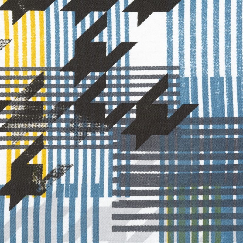 Pościel satynowa 160x200 Mandy kratka niebieska żółta czarna pepitka w pudełku-4