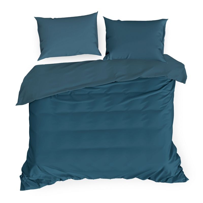 Pościel satynowa 180x200 Nova jednobarwna granatowa-2