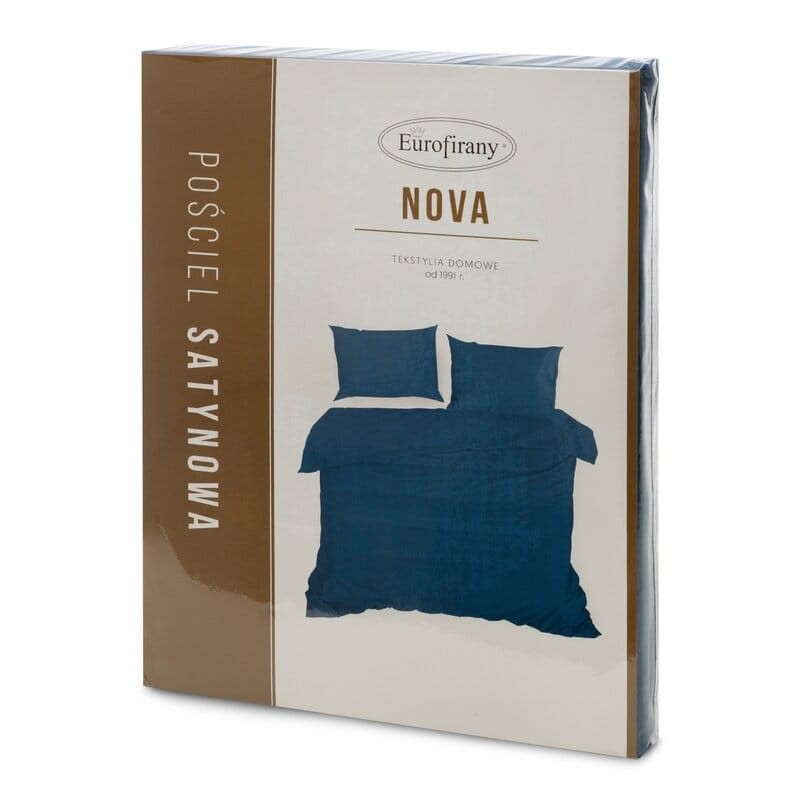 Pościel satynowa 180x200 Nova jednobarwna granatowa-3