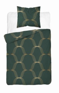 Pościel satynowa 140x200 Home Satin 11 zielona złota ornamenty-2