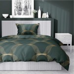 Pościel satynowa 140x200 Home Satin 11 zielona złota ornamenty